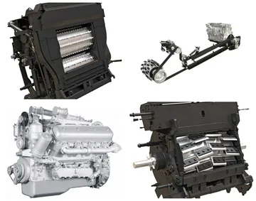 Питающий аппарат, привод рабочих органов, двигатель ЯМЗ, измельчающий аппарат комбайна F1300 (источник: rostselmash.com)