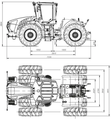 Габаритные размеры трактора Амкодор 5300 (источник: amkodor-centr.ru)
