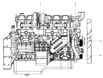 Схема двигателя Weichai WP-12 (вид слева)