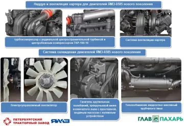 Наддув и вентиляция картера, а также система охлаждения двигателей ЯМЗ-6585 для тракторов Кировец К-7М (источник: kirovets-ptz.com/glavpahar.ru)