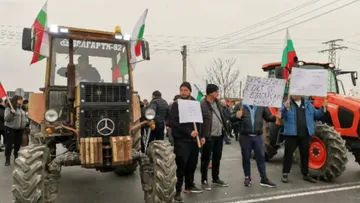 Протесты болгарских фермеров на тракторах