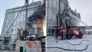 Пожар на элеваторе в Челябинской области