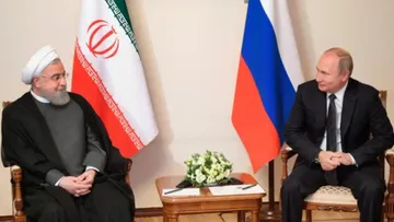 Президент России Владимир Путин на встрече с иранским лидером Сейидом Ибрахимом Раиси 