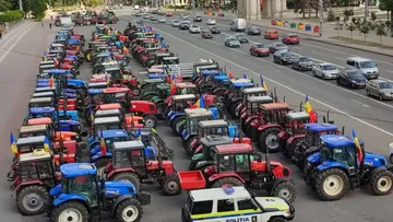 Акции протеста на тракторах в центре Кишинева (фотография носит иллюстративный характер, 2022 год)